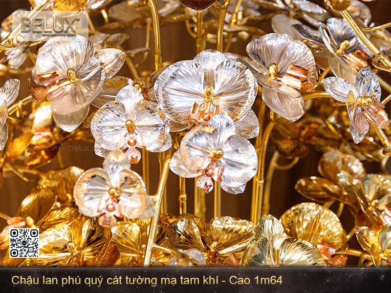 Chậu Lan Phú Quý Cát Tường Mạ Tam Khí Cao 1m64